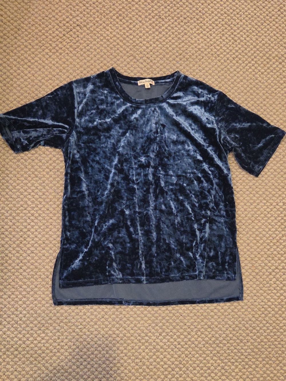 love on a hanger Navy Crushed Velvet Scoop Neck Top Sz S